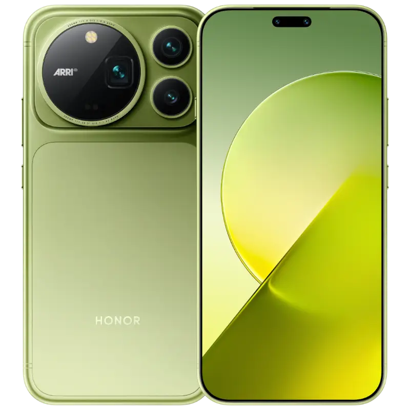 HONOR Magic9 Pro Max in Moss Green, front and back
