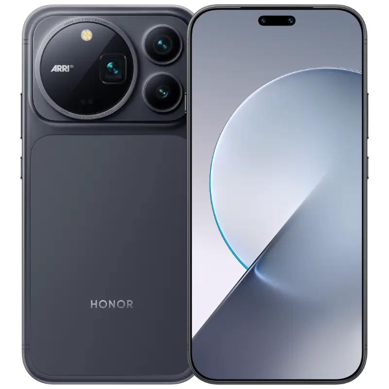 HONOR Magic9 Pro Max in Shadow Black, front and rear view