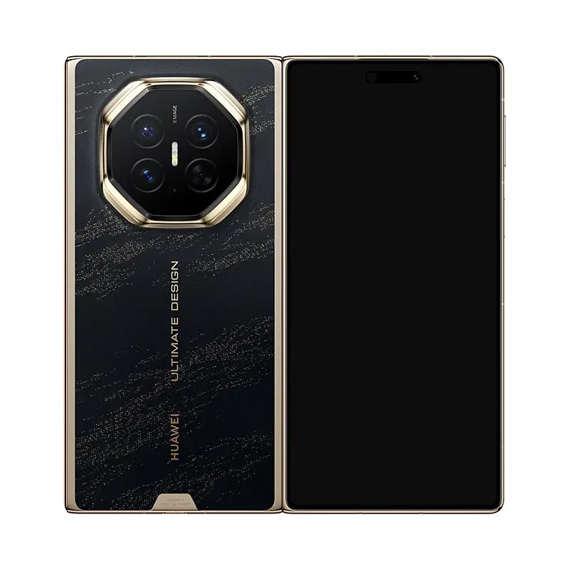 HUAWEI Mate XT 2 ULTIMATE DESIGN Dark Black folded front and rear paired view