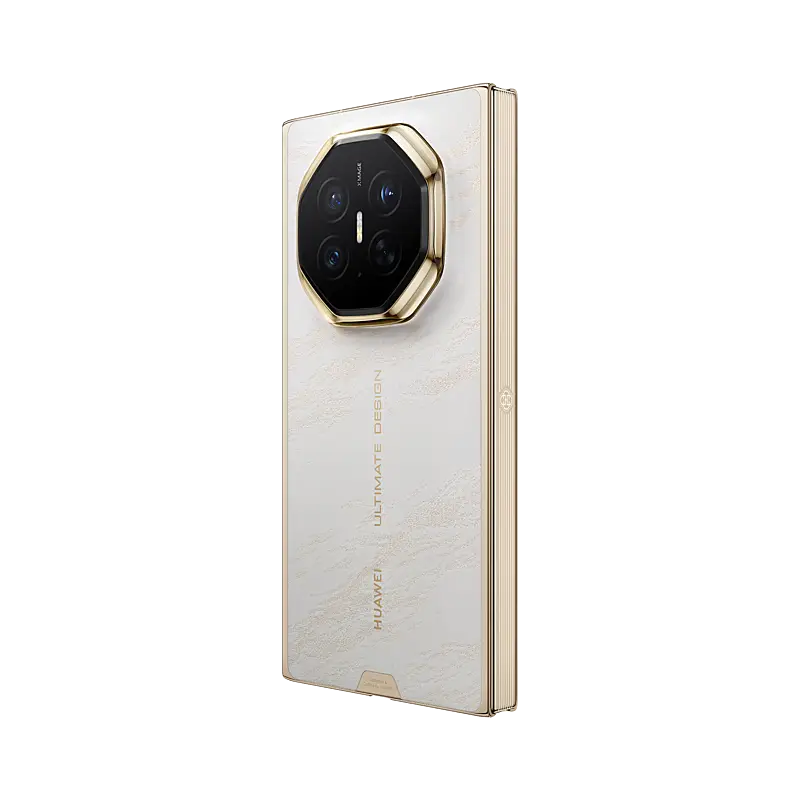 HUAWEI Mate XT 2 ULTIMATE DESIGN Bright White folded rear right three-quarter view