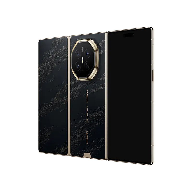 HUAWEI Mate XT 2 ULTIMATE DESIGN Dark Black unfolded rear angled view