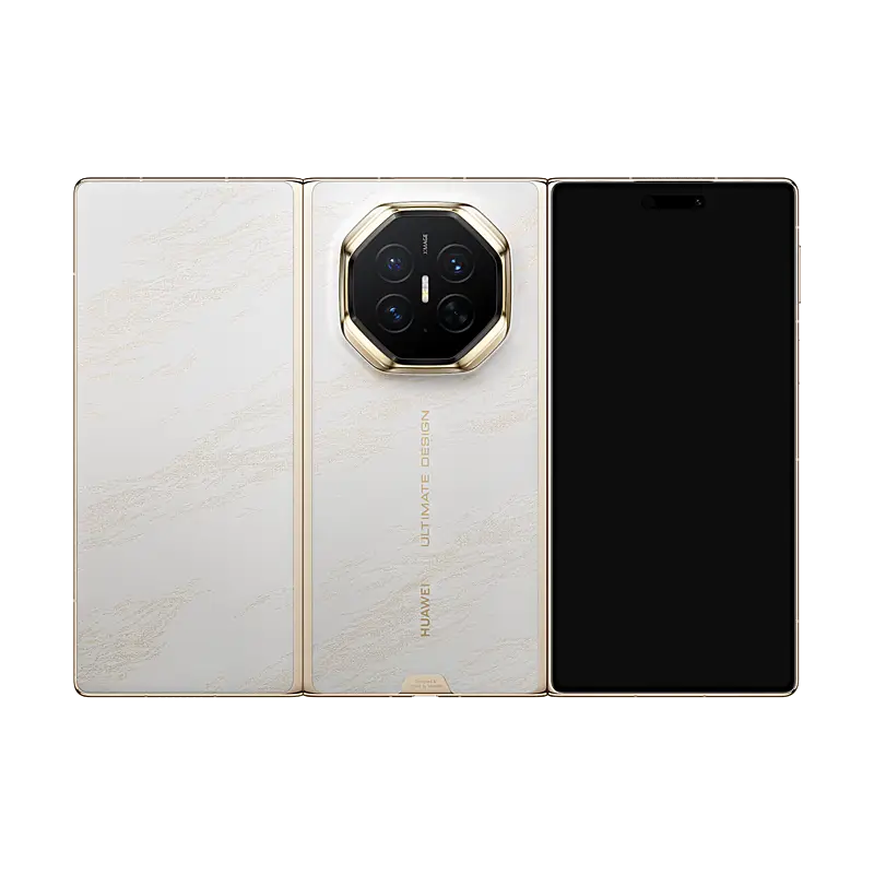 HUAWEI Mate XT 2 ULTIMATE DESIGN Bright White unfolded rear straight view