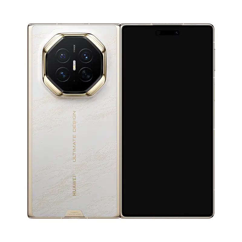 HUAWEI Mate XT 2 ULTIMATE DESIGN Bright White folded front and rear paired view