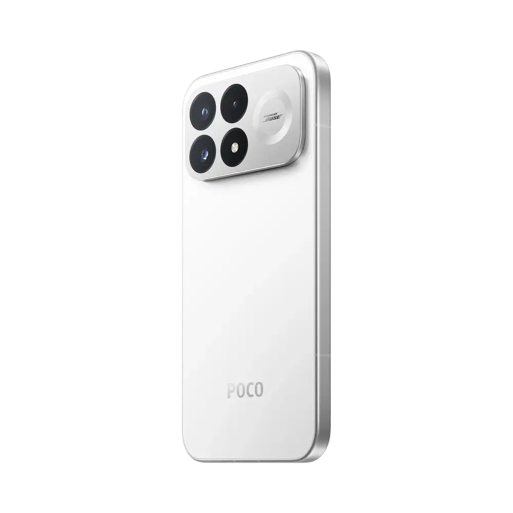POCO F9 Pro White angled rear detail