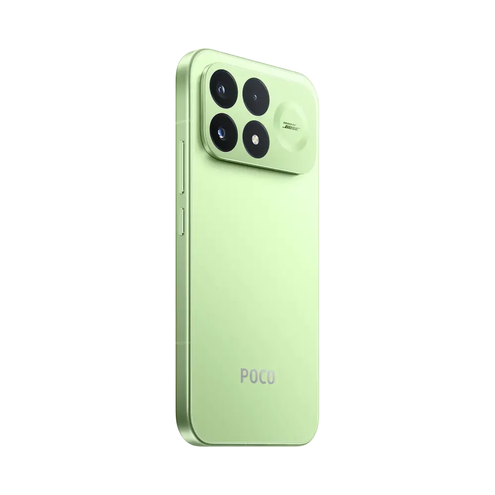 POCO F9 Pro Aurora Green rear angle