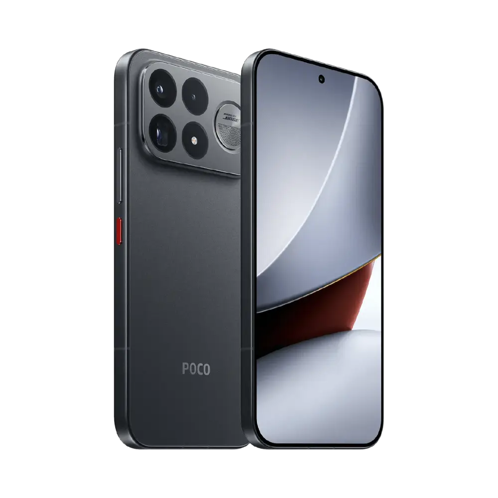POCO F9 Ultra Black, angled front and back