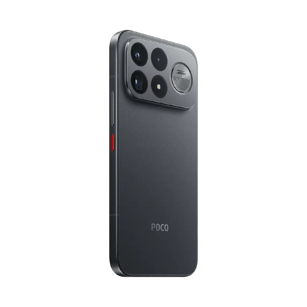 POCO F9 Ultra Black, opposite rear three-quarter view