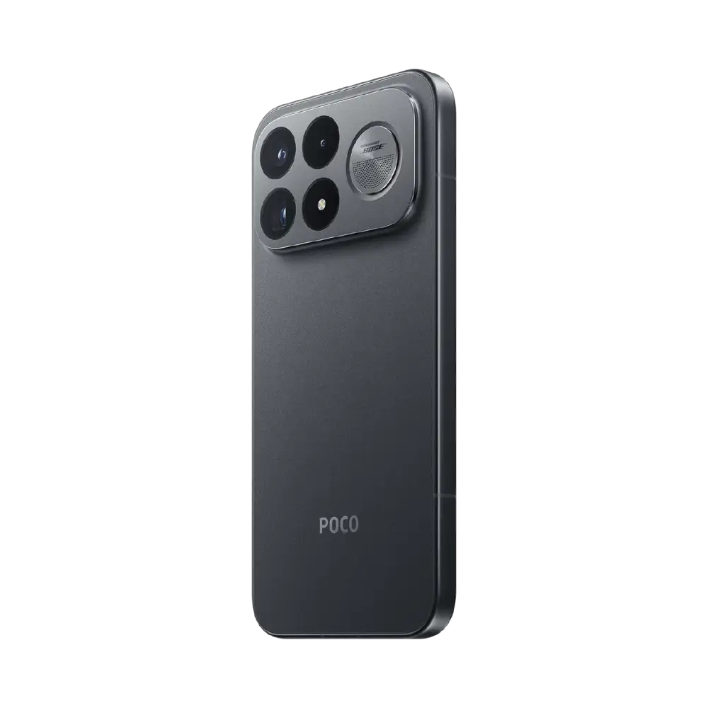 POCO F9 Ultra Black, rear three-quarter view