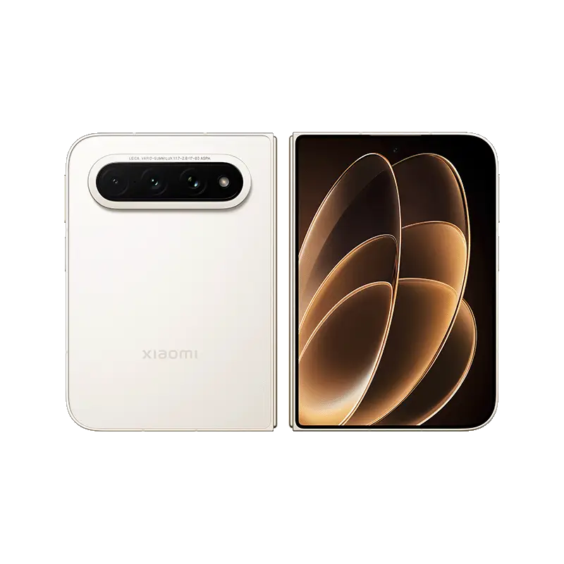 Xiaomi 18 Fold Warm Gold White front and back view